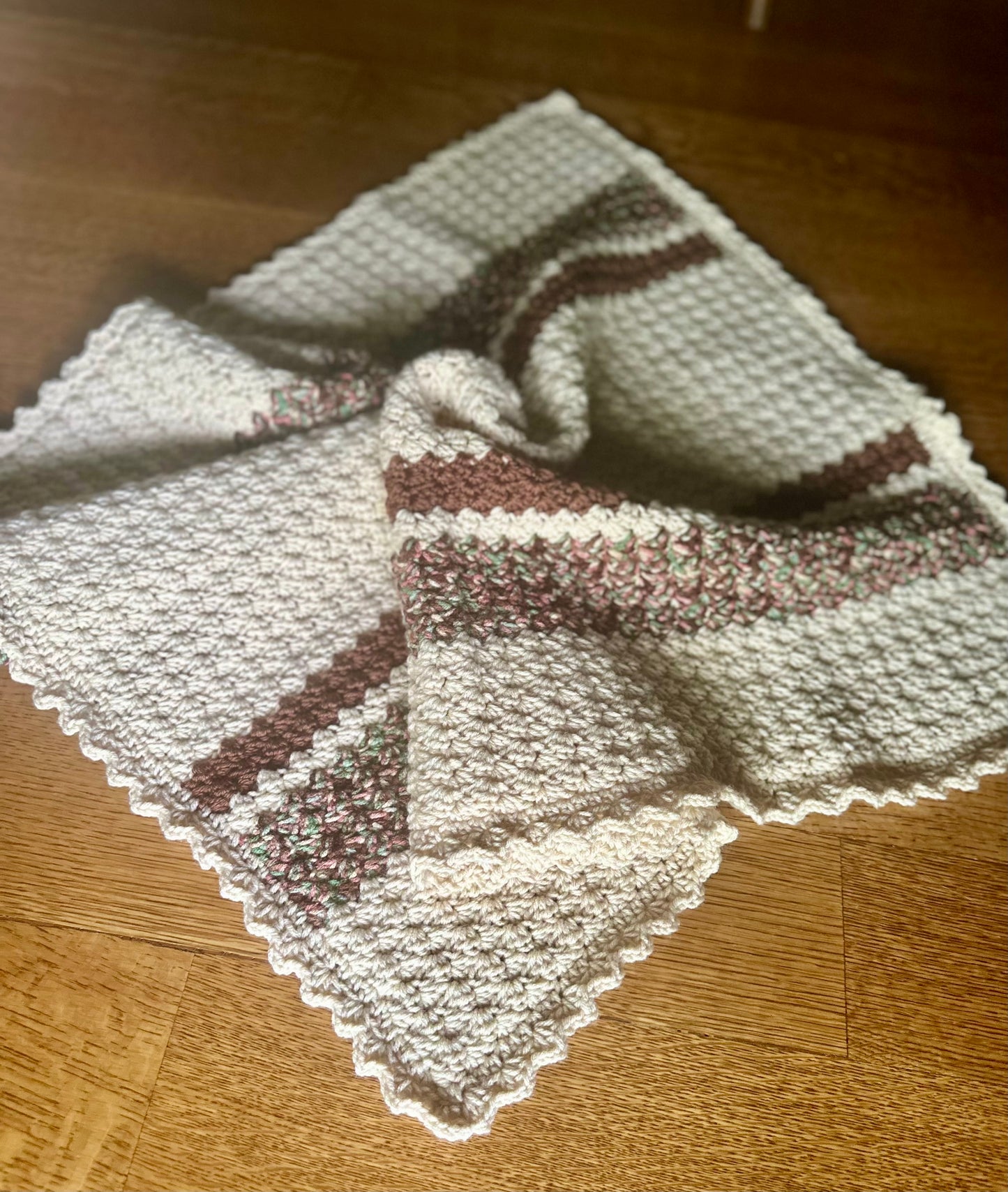 Crocheted Baby Blanket brown camo NEW