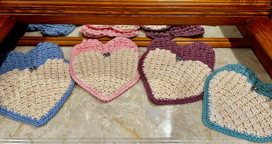 Crochet set of 2 | Hearts | Hot Pads | Countertop | gift |
