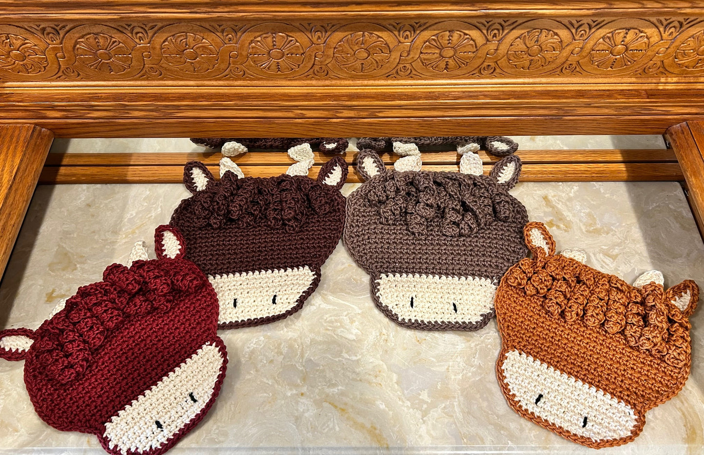 Crochet Pot Holders | Hot Pads | Cows | Farm Decor | Countertop | gift | Highland Cow | Unique