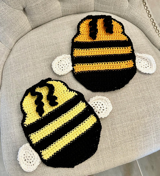 Crochet Potholder Hot Pads | BEES | Farm Decor | Honey bee | countertop | gift | Unique