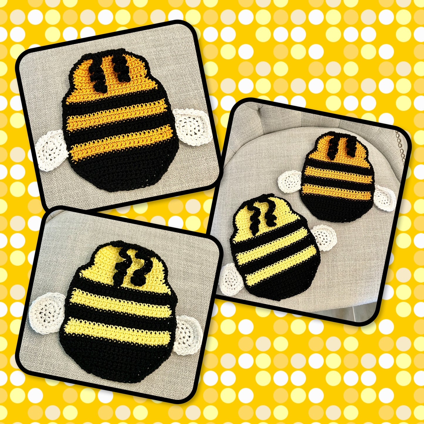 Crochet Potholder Hot Pads | BEES | Farm Decor | Honey bee | countertop | gift | Unique