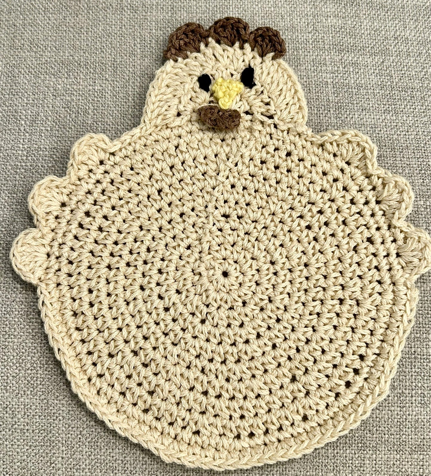 Crochet Potholder Hot Pads | HEN CHICKEN | Farm Decor | countertop | gift | Unique