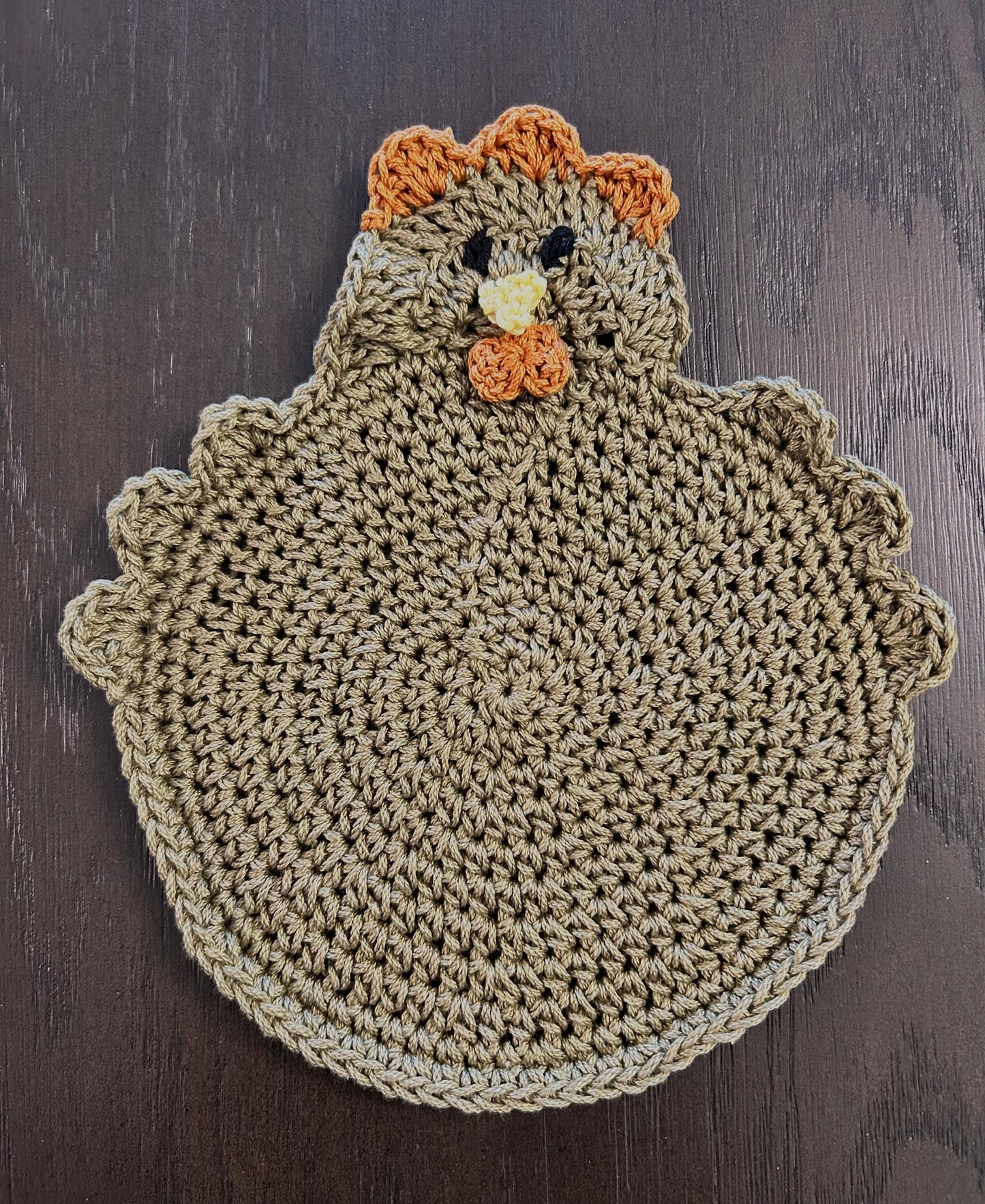 Crochet Potholder Hot Pads | HEN CHICKEN | Farm Decor | countertop | gift | Unique