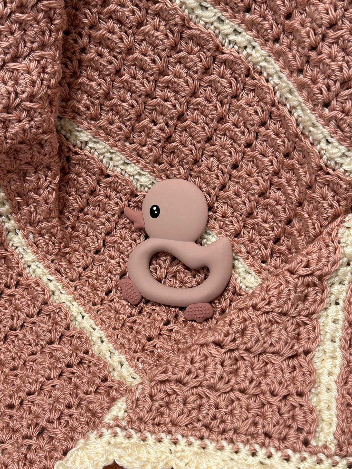 Crocheted Baby Blanket coral white NEW soft