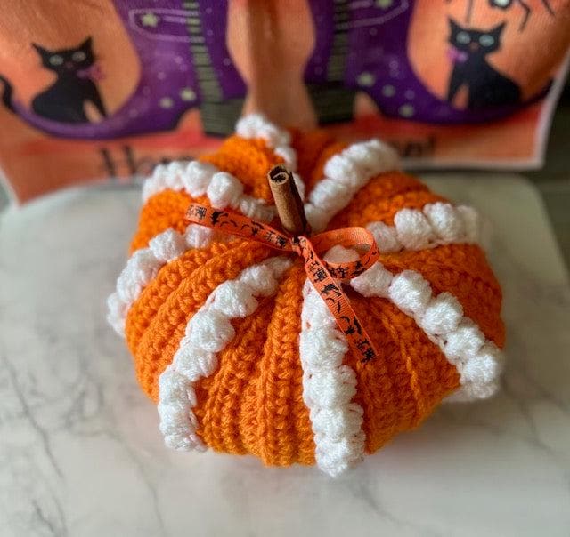 Crochet Halloween Pumpkin - bobble design (orange) - seasonal > free shipping