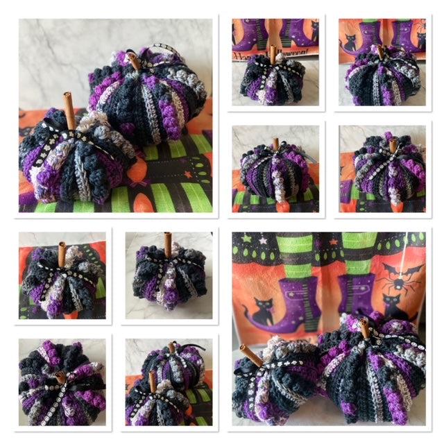 Crochet Halloween Pumpkin Set of 2 - bobble design (med & sm) - seasonal > free shipping