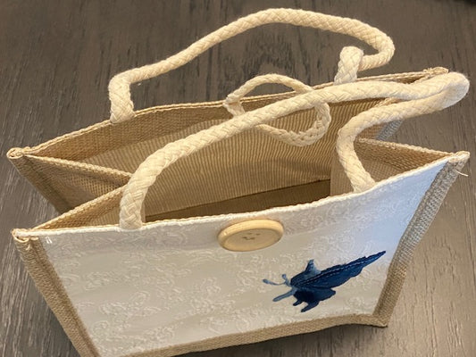 Gift bag | foldable burlap | butterfly \ rabbit bunny |appliqué