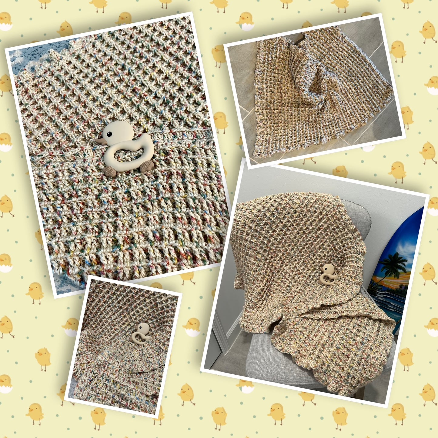 Crocheted Baby Blanket textured earth tones soft