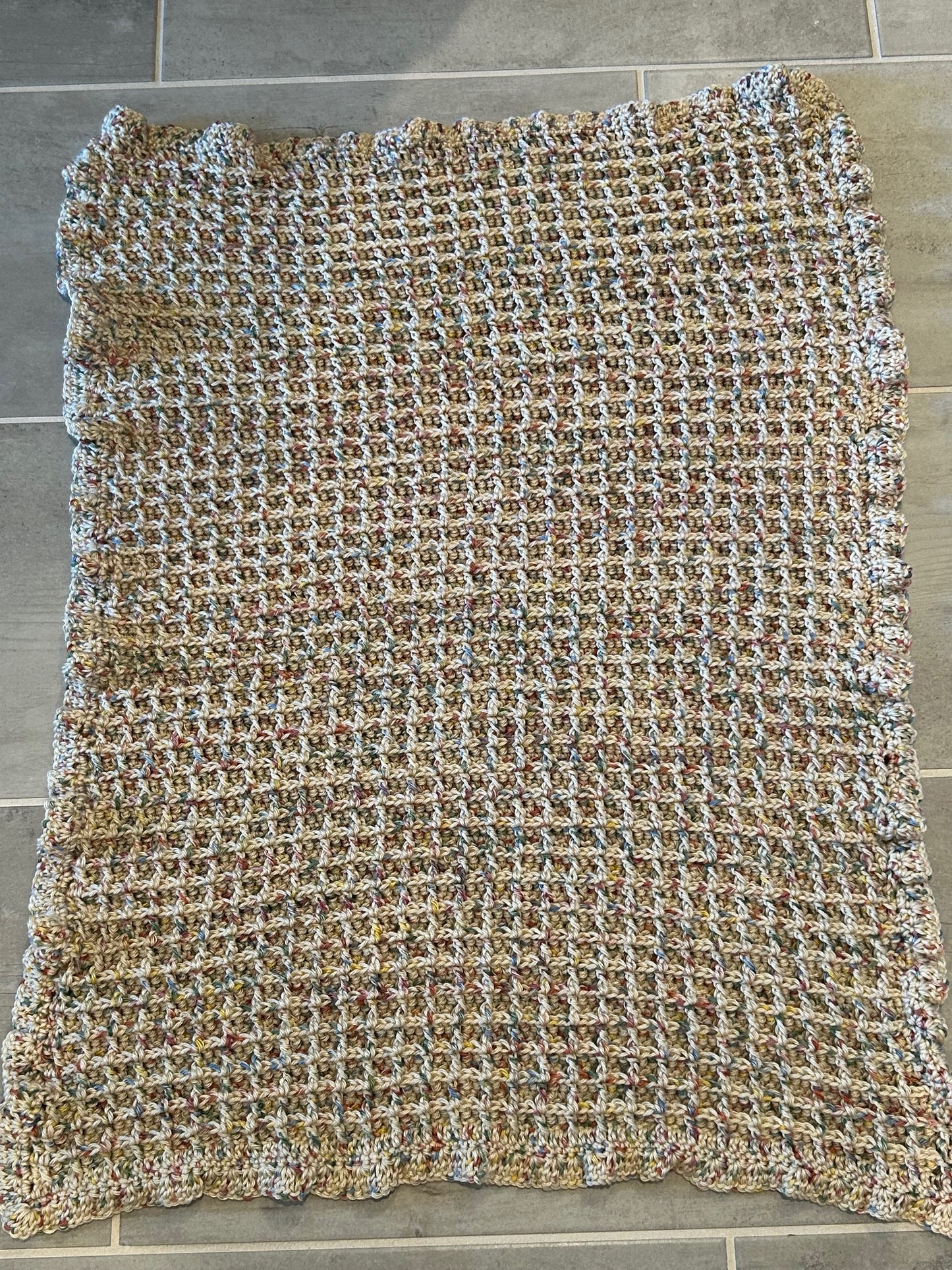 Crocheted Baby Blanket textured earth tones soft