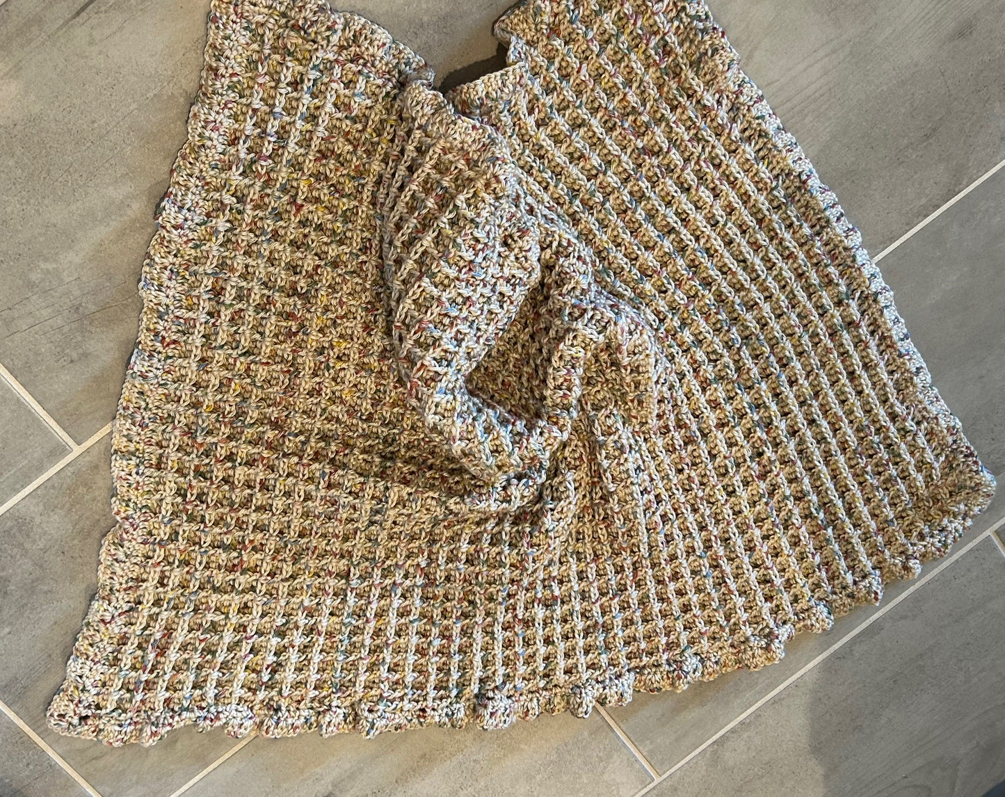 Crocheted Baby Blanket textured earth tones soft