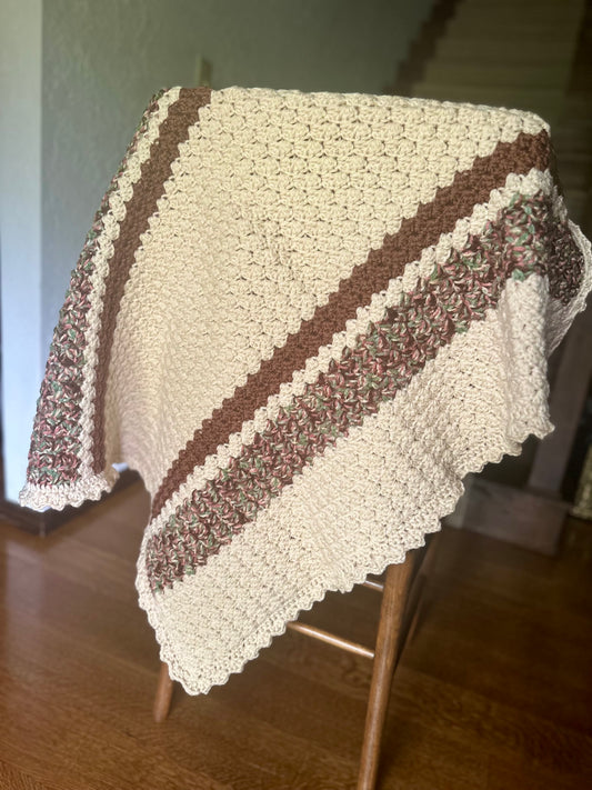 Crocheted Baby Blanket brown camo NEW