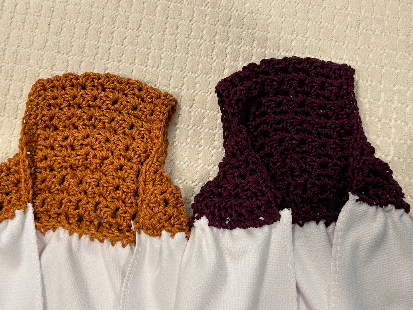 Highland COW farmhouse decor towel with crochet top