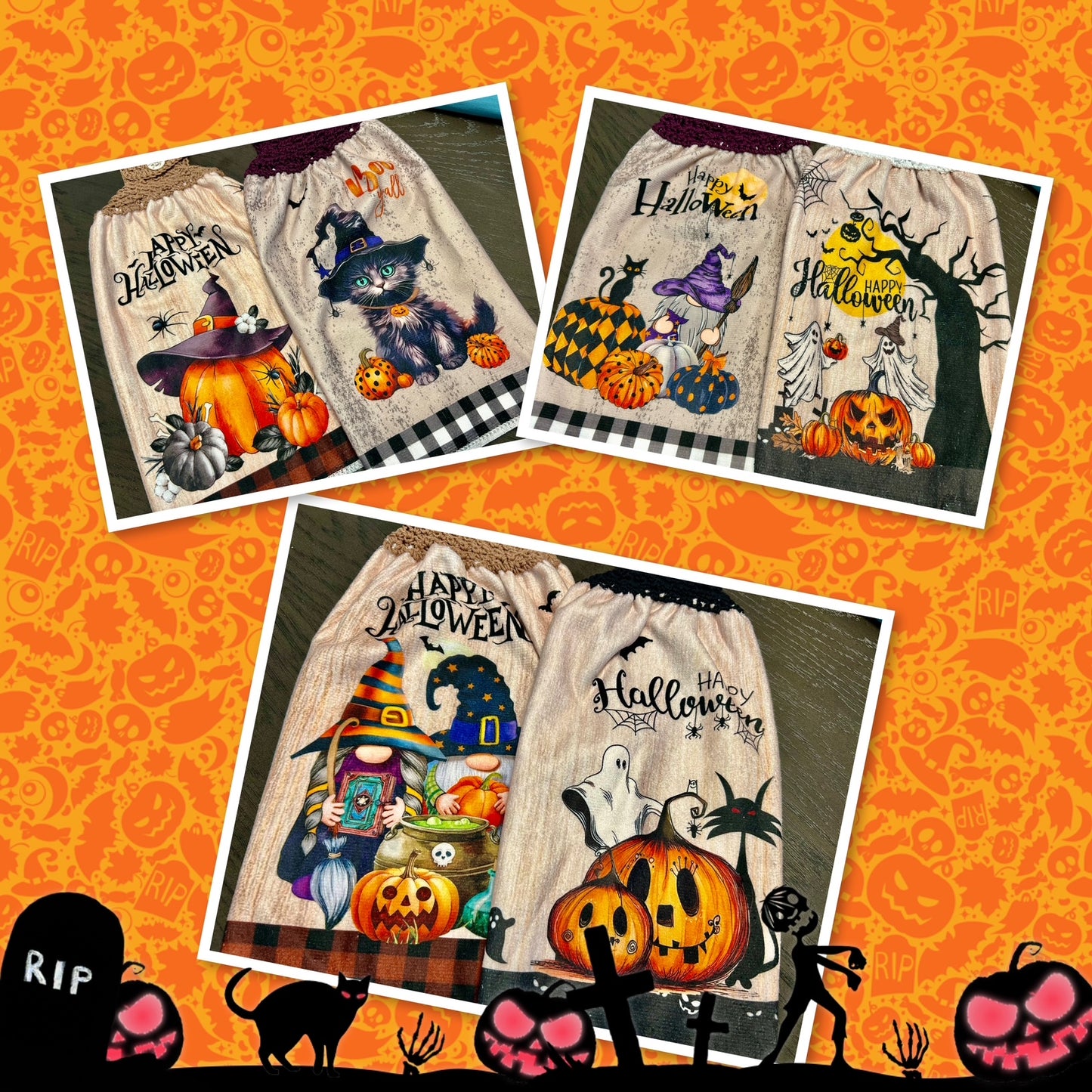 Crochet top kitchen towels | Halloween | Home Decor
