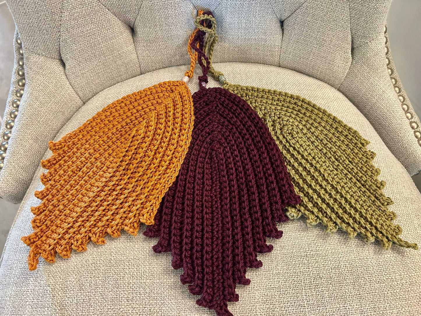 Crochet LEAVES | Elegant Hot Pads | Countertop Table Cover | coffee tea beverage | unique
