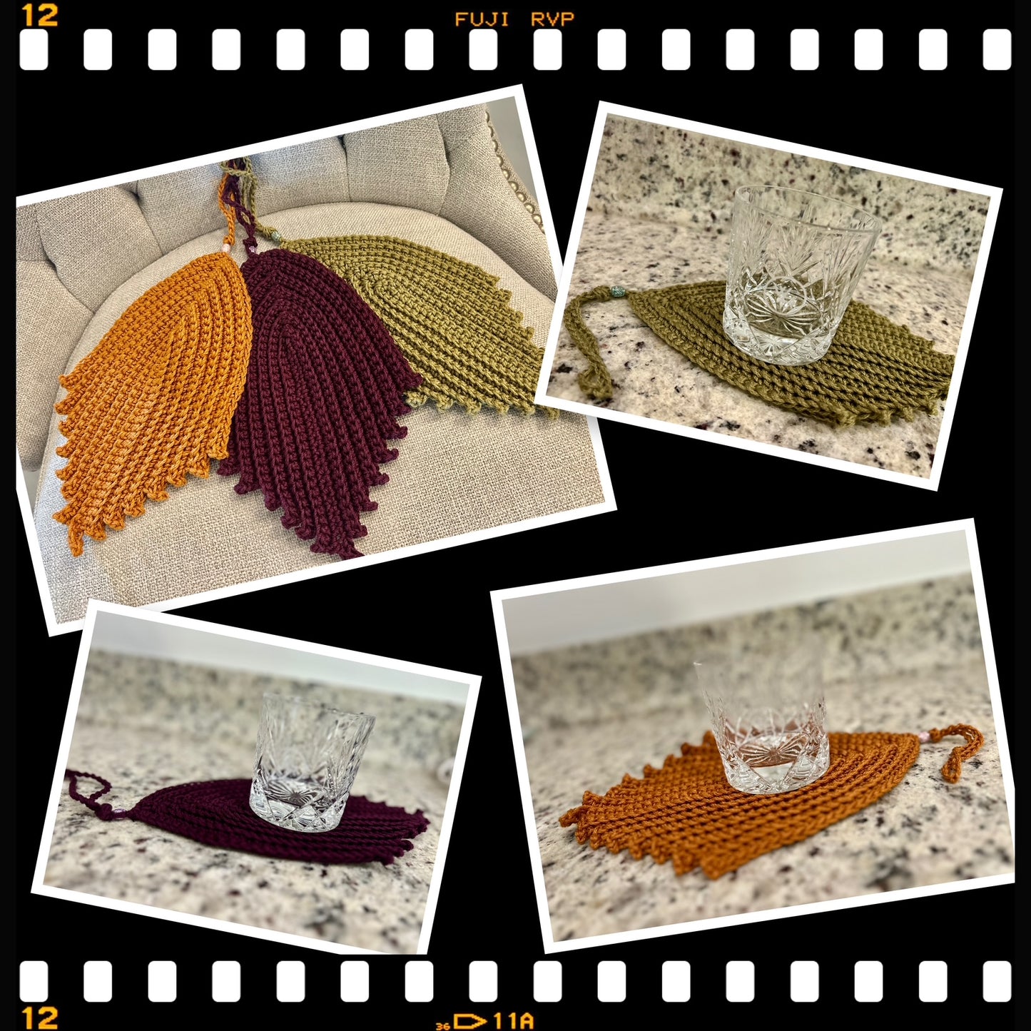 Crochet LEAVES | Elegant Hot Pads | Countertop Table Cover | coffee tea beverage | unique
