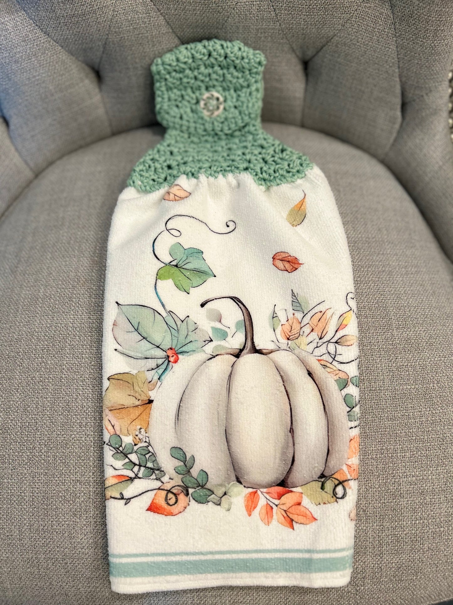 Crochet top kitchen towels | Thanksgiving | Pumpkin | Home Decor