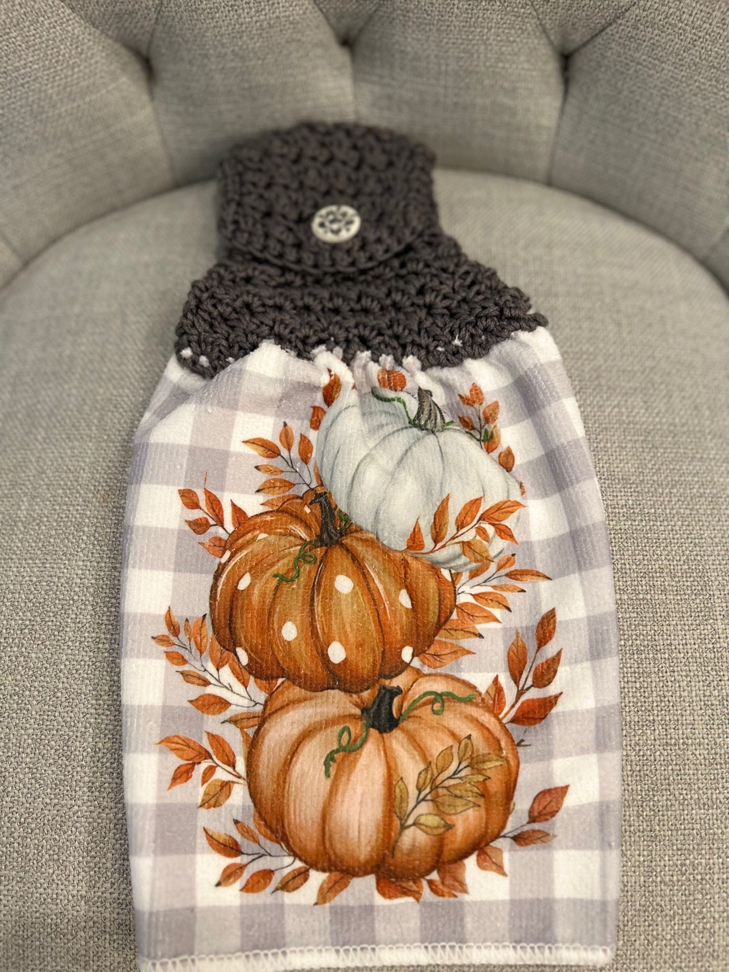 Crochet top kitchen towels | Thanksgiving | Pumpkin | Home Decor