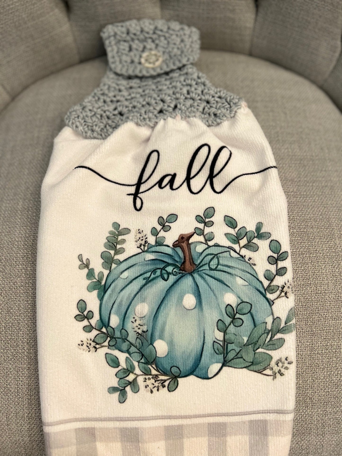 Crochet top kitchen towels | Thanksgiving | Pumpkin | Home Decor