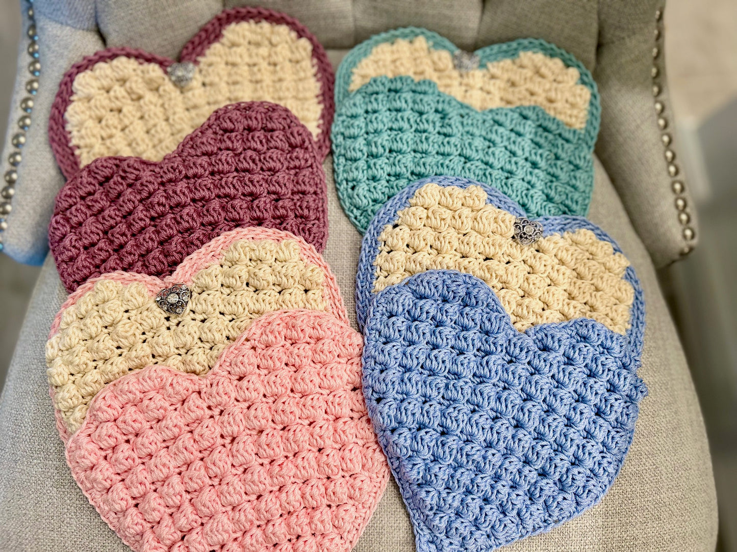 Crochet set of 2 | Hearts | Hot Pads | Countertop | gift |