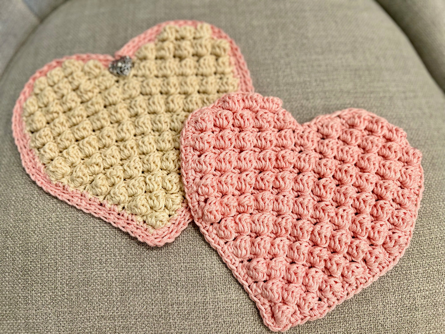 Crochet set of 2 | Hearts | Hot Pads | Countertop | gift |