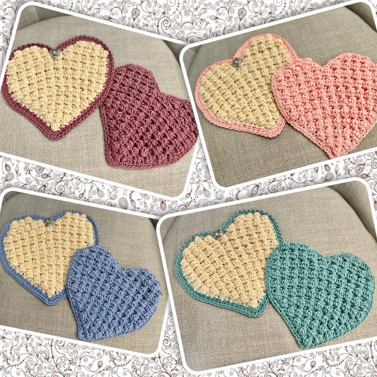 Crochet set of 2 | Hearts | Hot Pads | Countertop | gift |