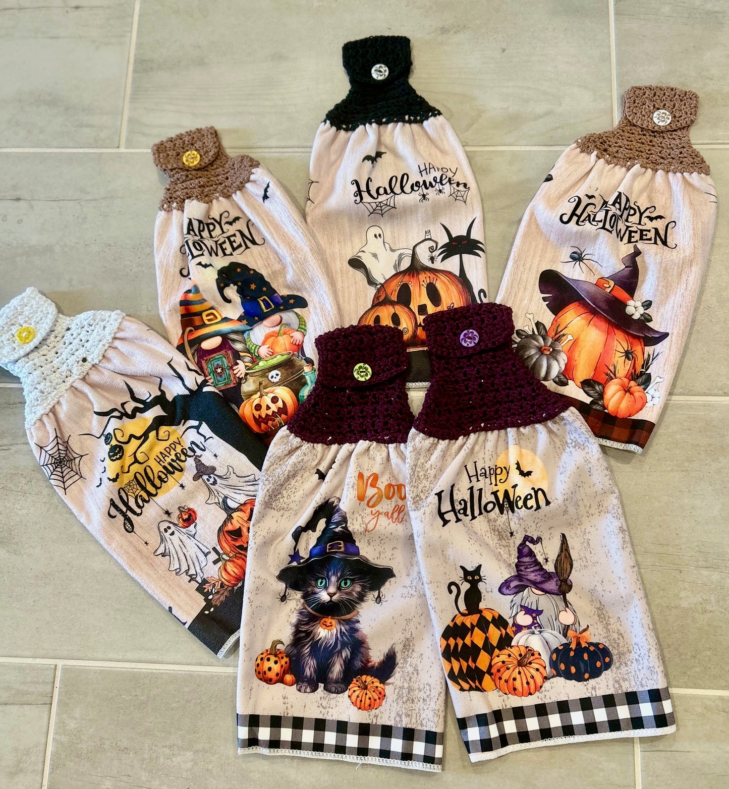 Crochet top kitchen towels | Halloween | Home Decor