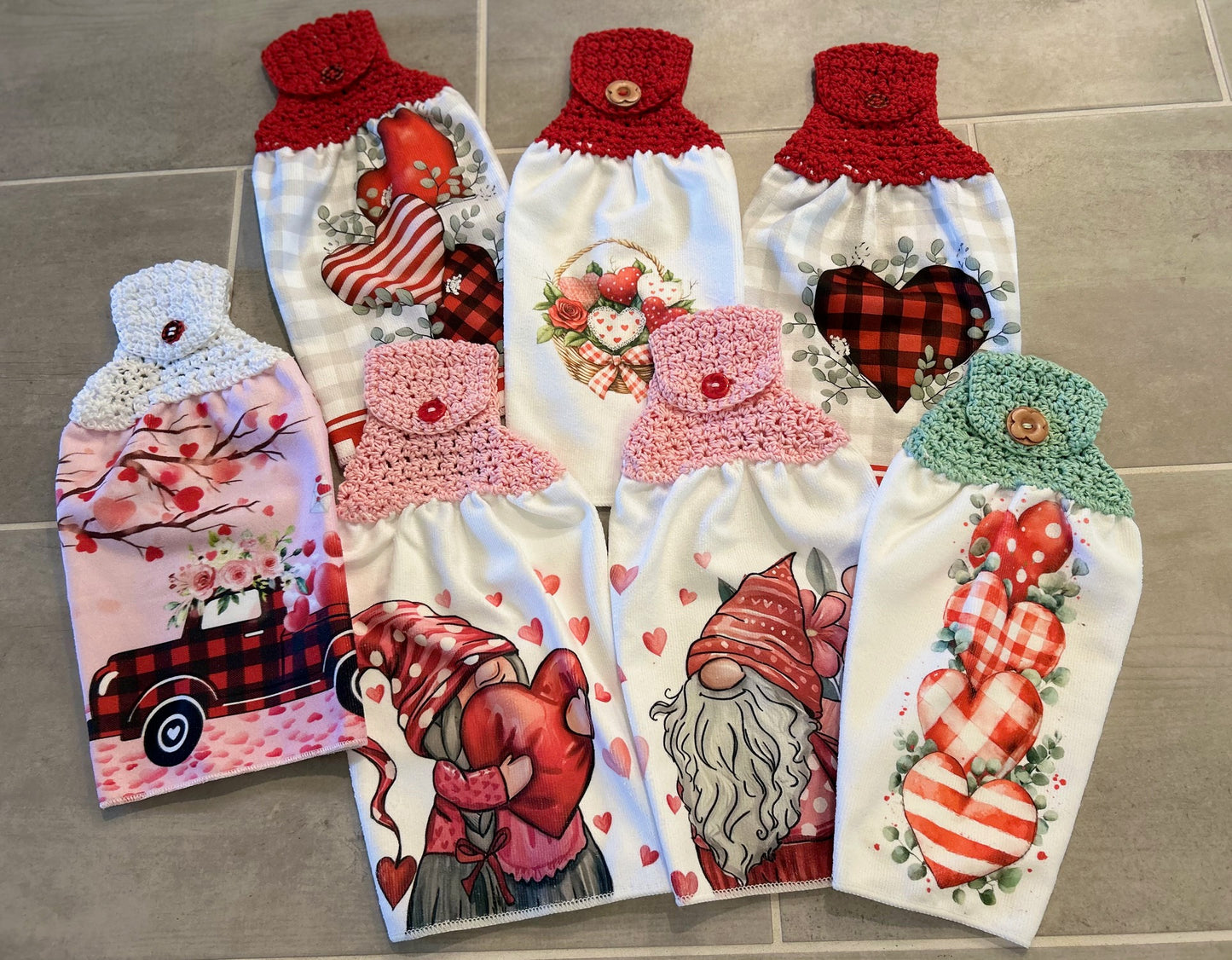 Crochet top kitchen towels | Valentines Day | Gift | Home Decor