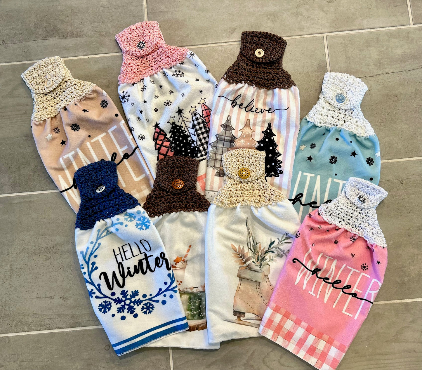 Crochet top kitchen towels | WINTER WONDERLAND | Snow | Holidays | Gift