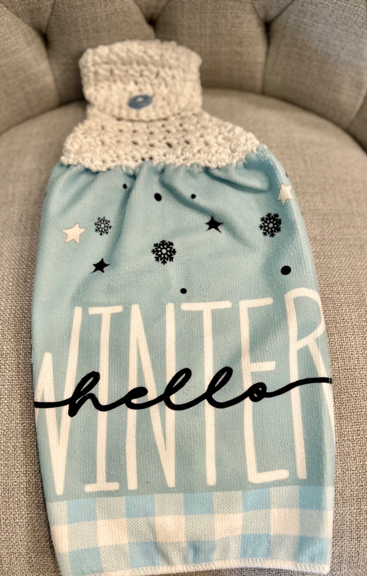 Crochet top kitchen towels | WINTER WONDERLAND | Snow | Holidays | Gift