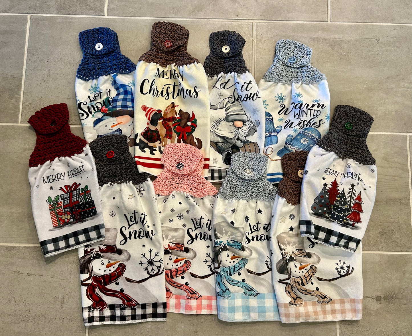 Crochet top kitchen towels | SNOWMAN Celebration | Holidays | Gift