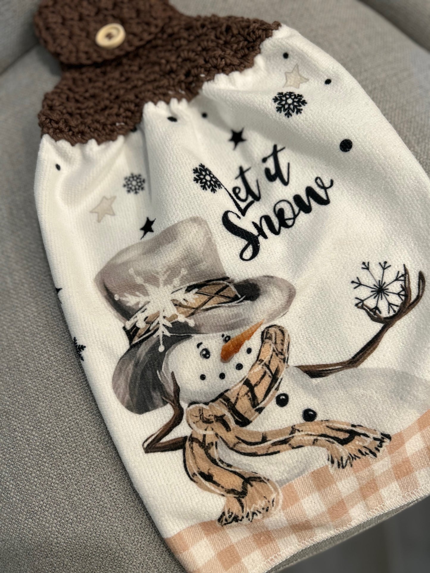 Crochet top kitchen towels | SNOWMAN Celebration | Holidays | Gift