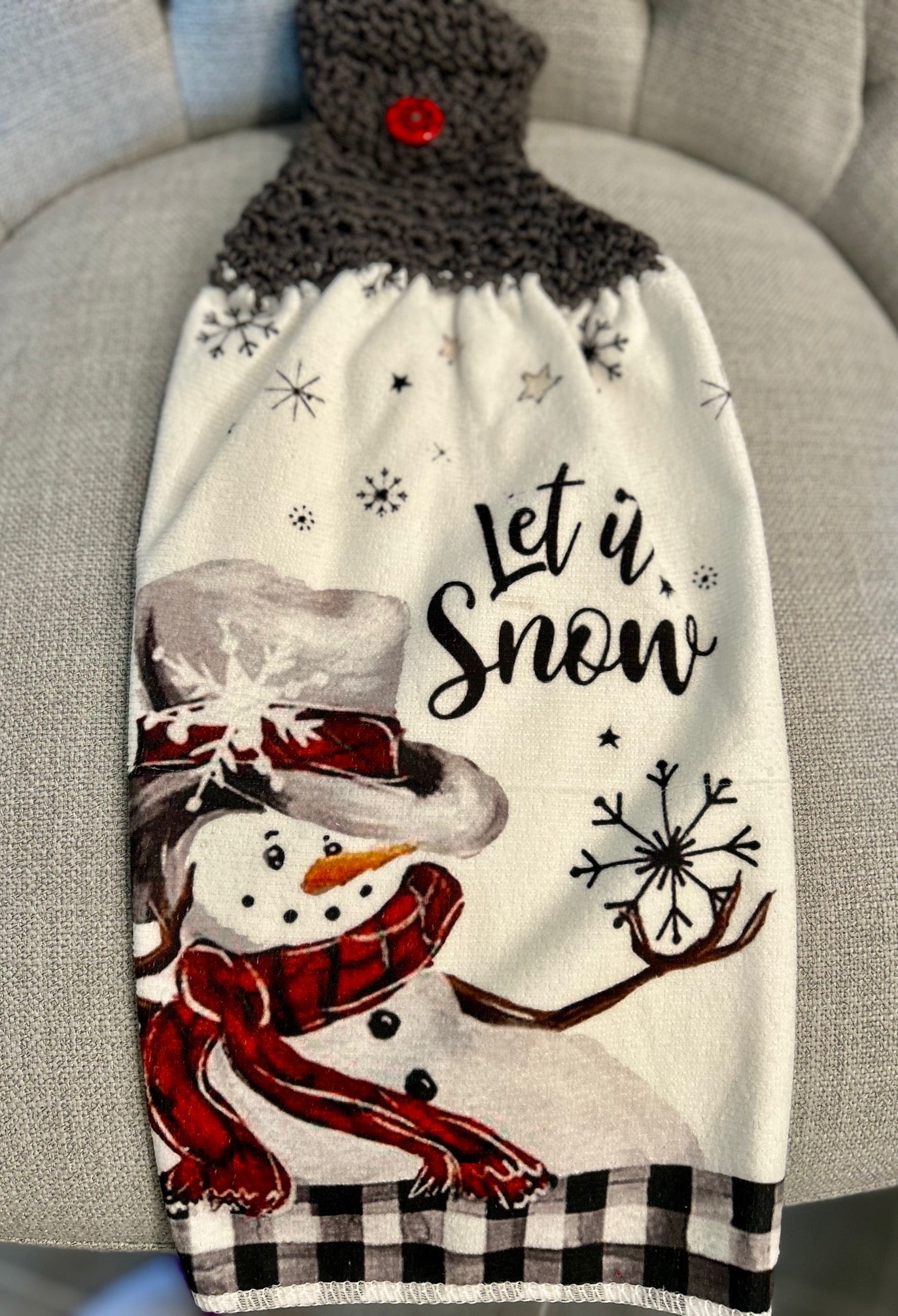 Crochet top kitchen towels | SNOWMAN Celebration | Holidays | Gift