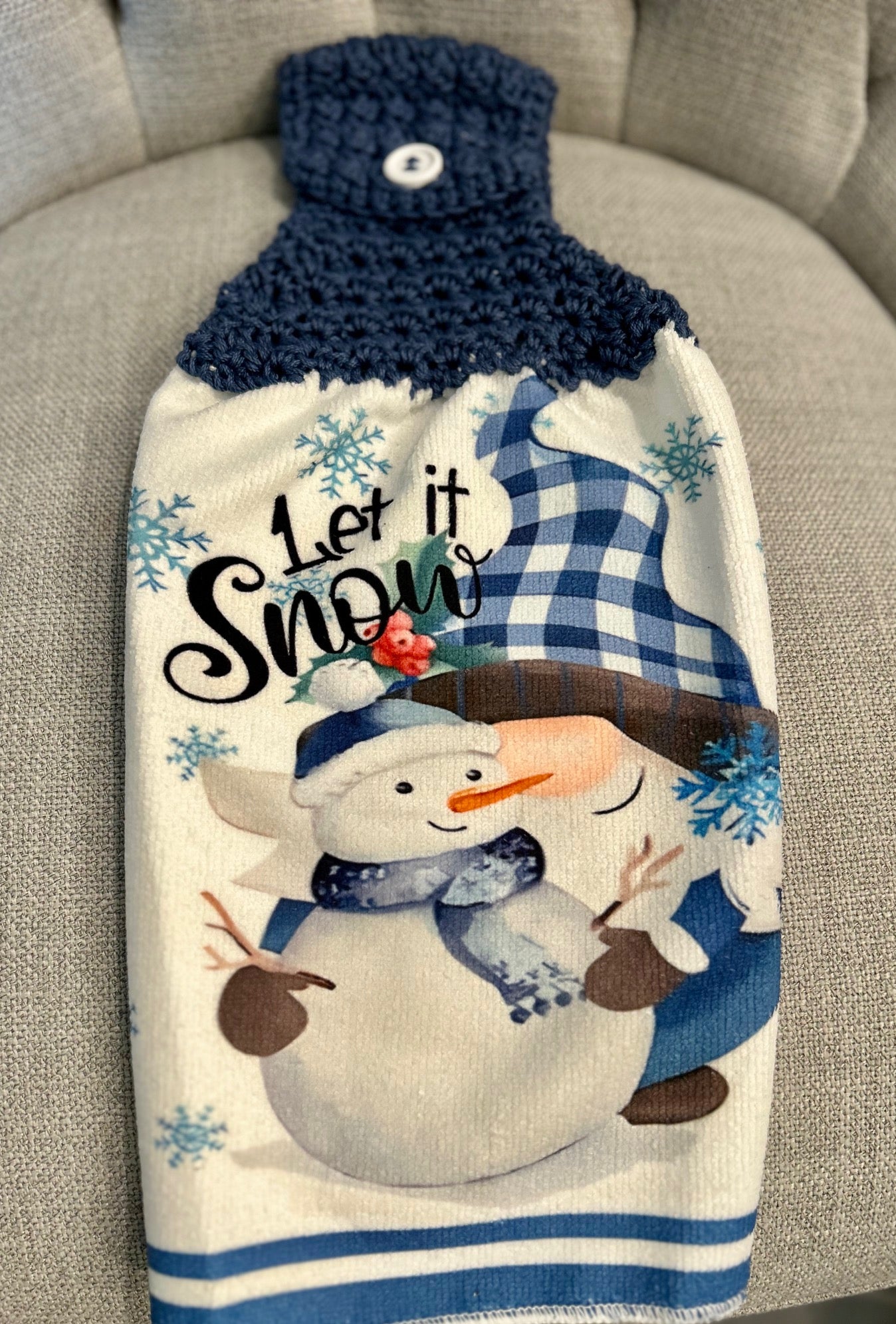 Crochet top kitchen towels | SNOWMAN Celebration | Holidays | Gift