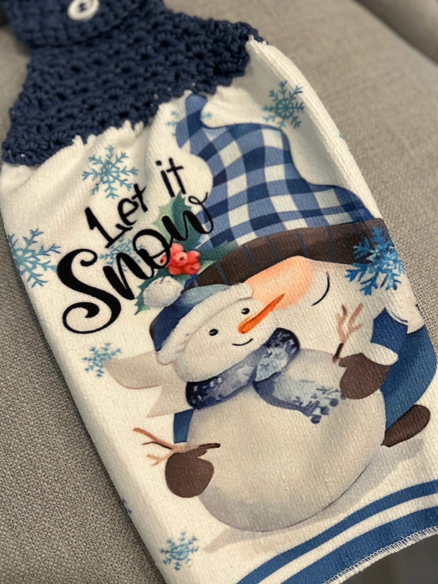 Crochet top kitchen towels | SNOWMAN Celebration | Holidays | Gift