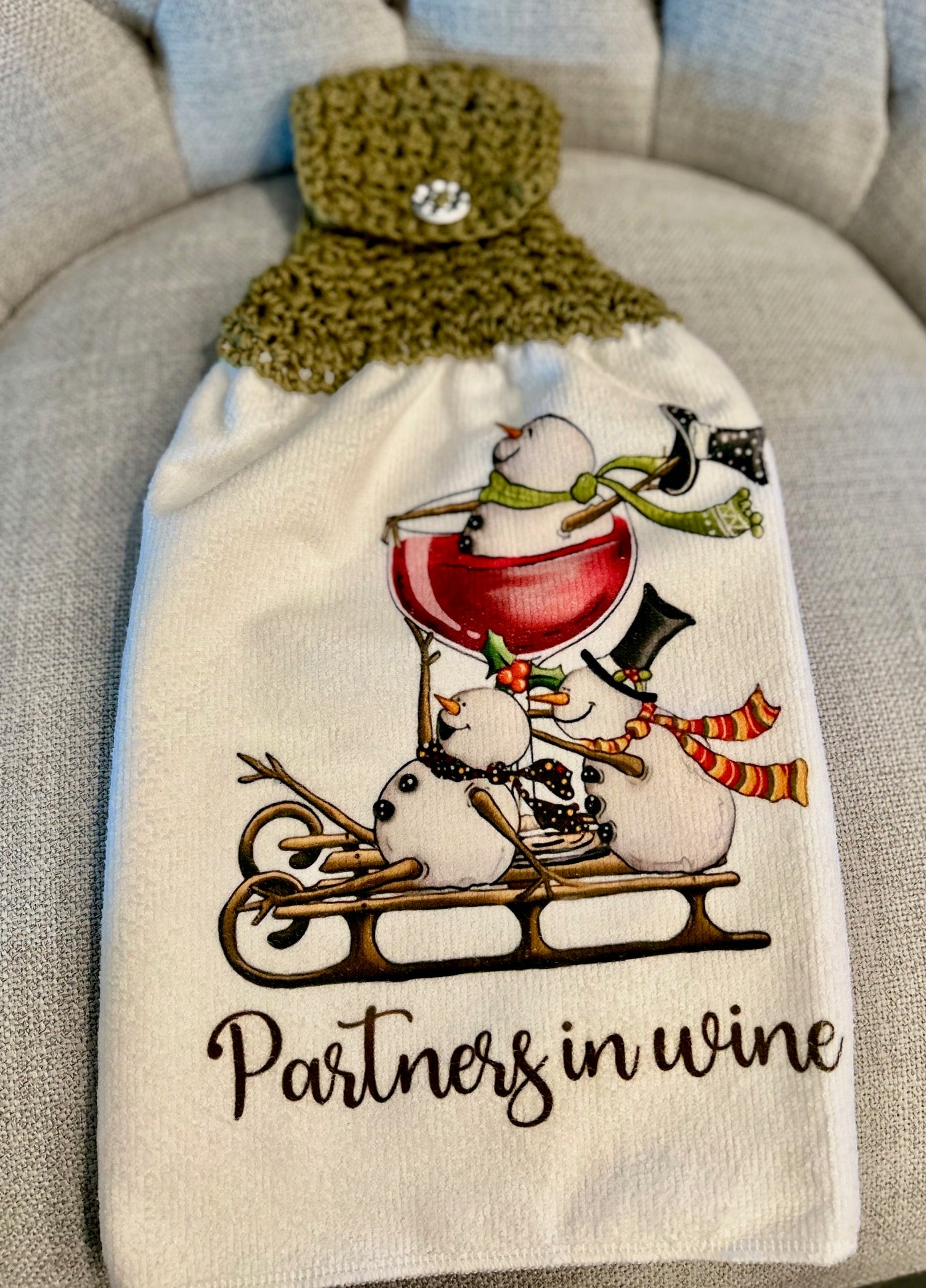 Crochet top kitchen towels | HOLIDAY PARTY CELEBRATION | Snowman | Drinks | Gift