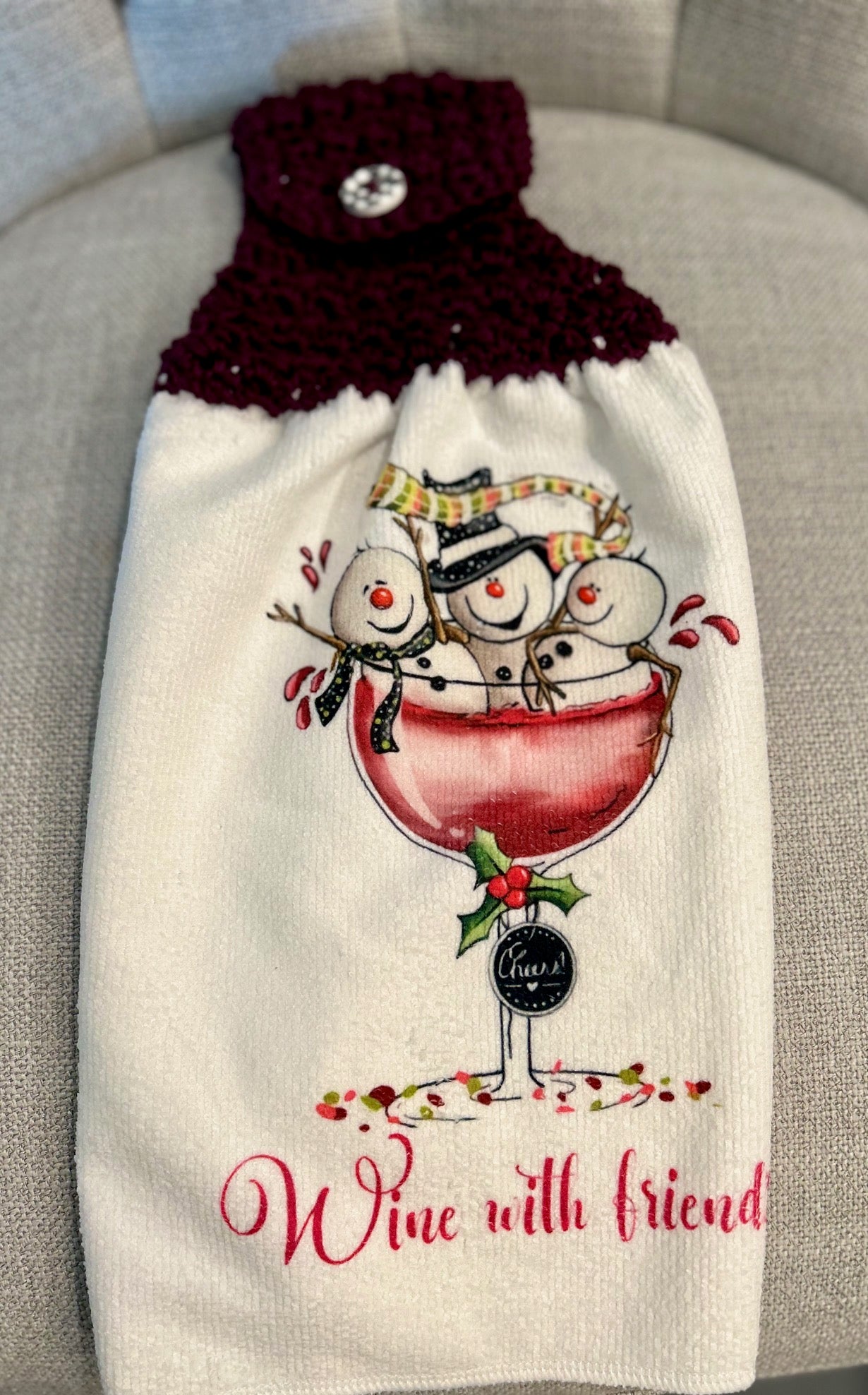 Crochet top kitchen towels | HOLIDAY PARTY CELEBRATION | Snowman | Drinks | Gift