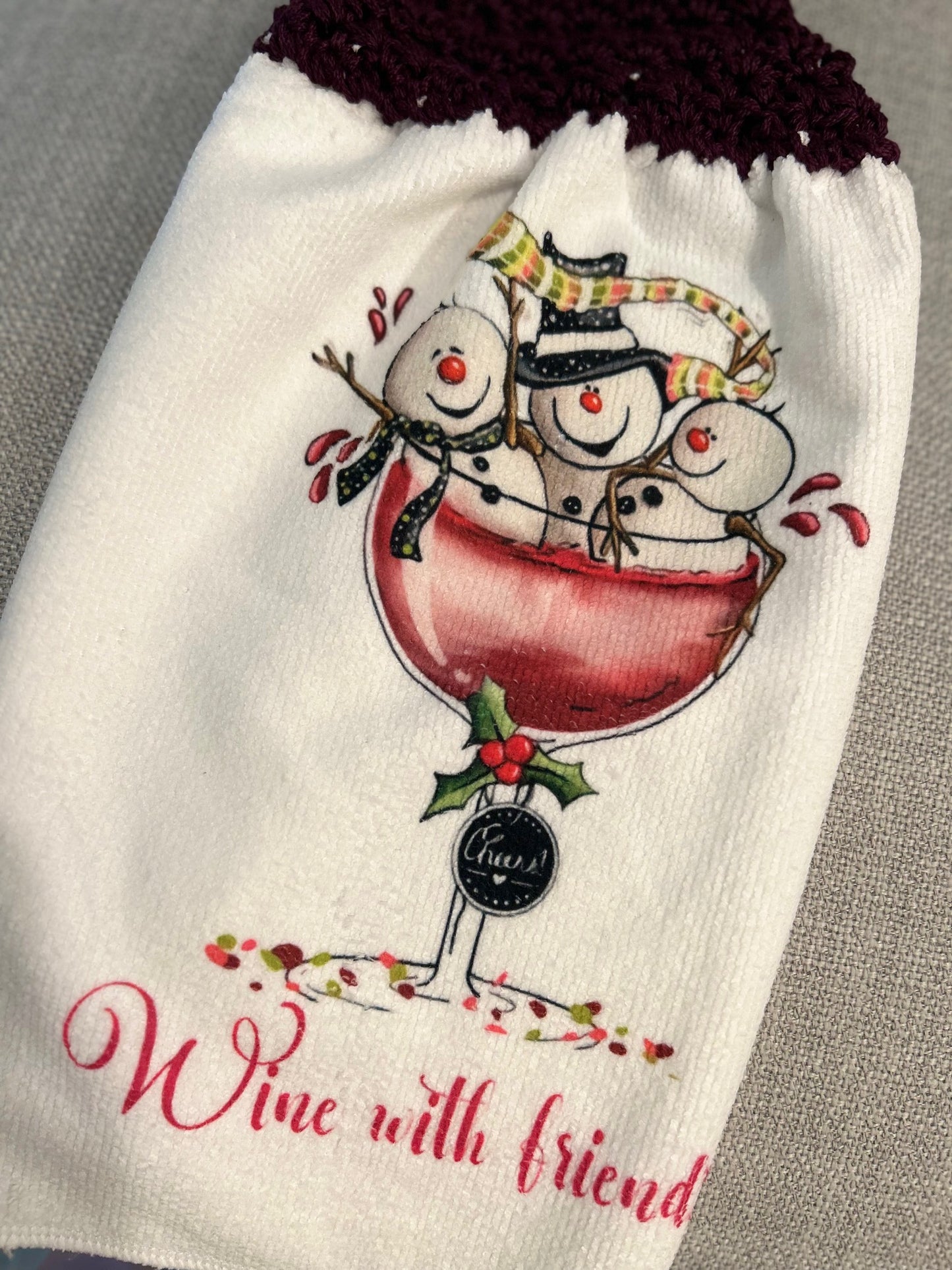 Crochet top kitchen towels | HOLIDAY PARTY CELEBRATION | Snowman | Drinks | Gift