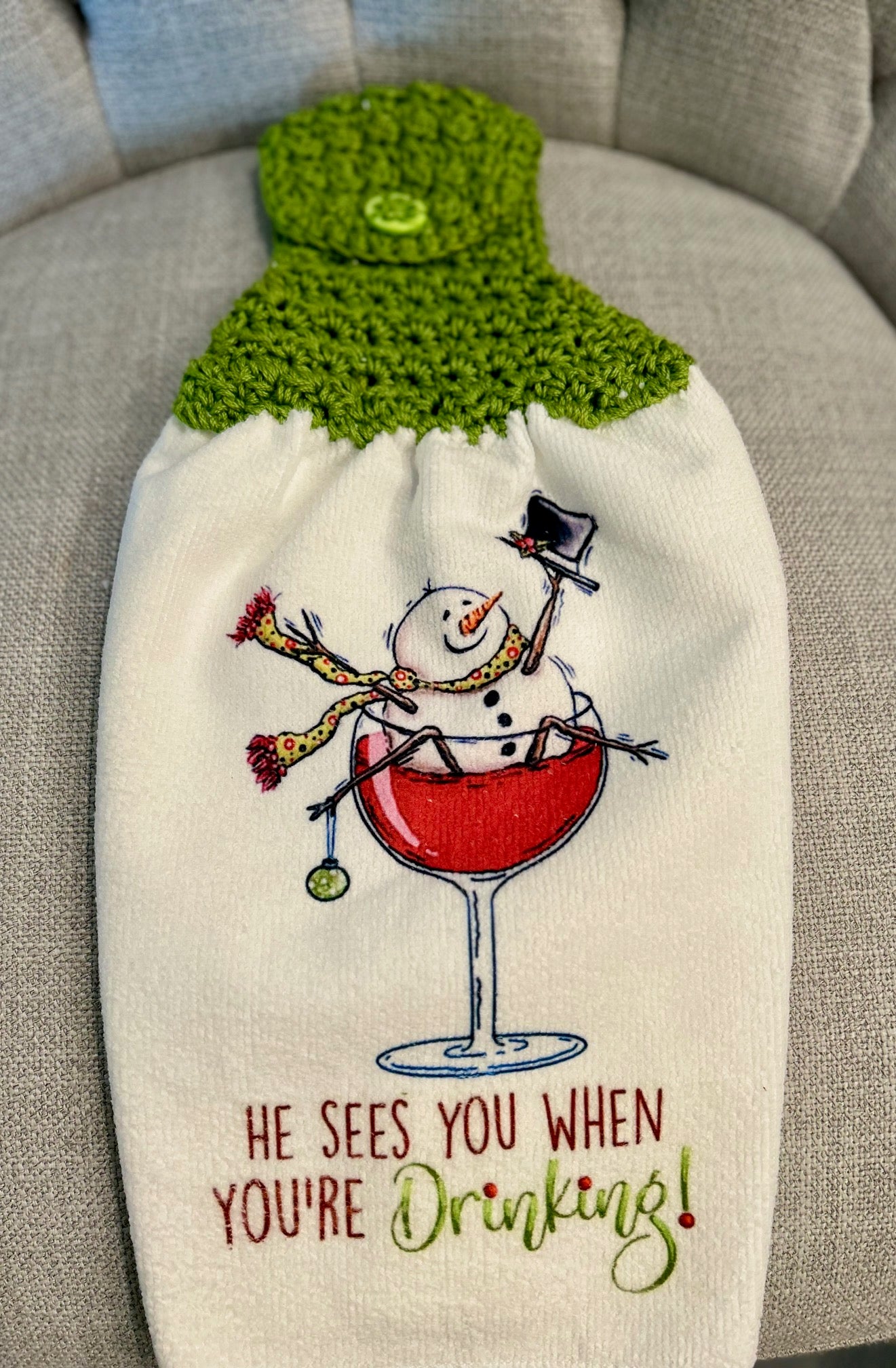 Crochet top kitchen towels | HOLIDAY PARTY CELEBRATION | Snowman | Drinks | Gift