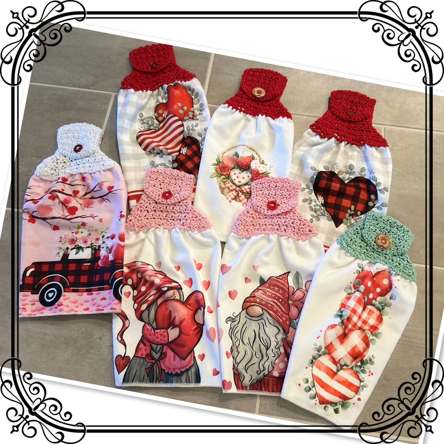 Crochet top kitchen towels | Valentines Day | Gift | Home Decor