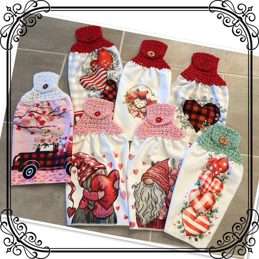 Crochet top kitchen towels | Valentines Day | Gift | Home Decor