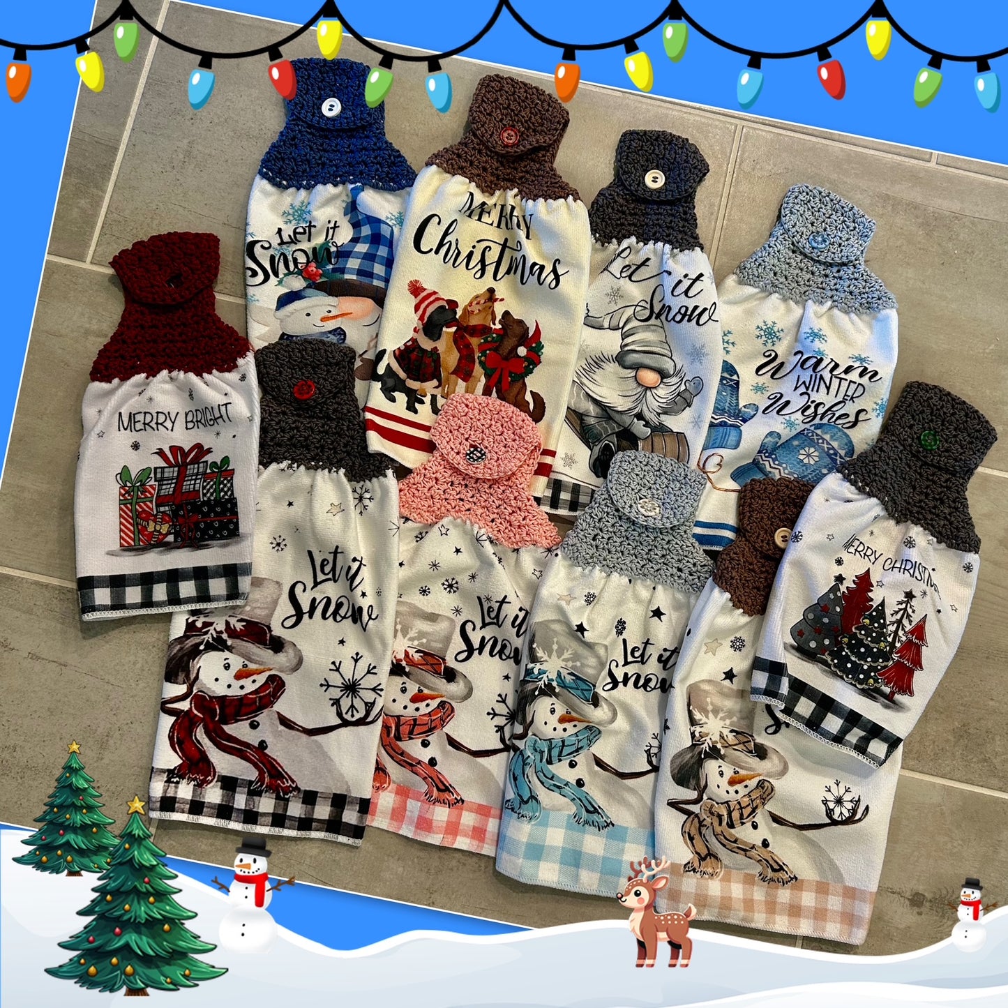 Crochet top kitchen towels | SNOWMAN Celebration | Holidays | Gift