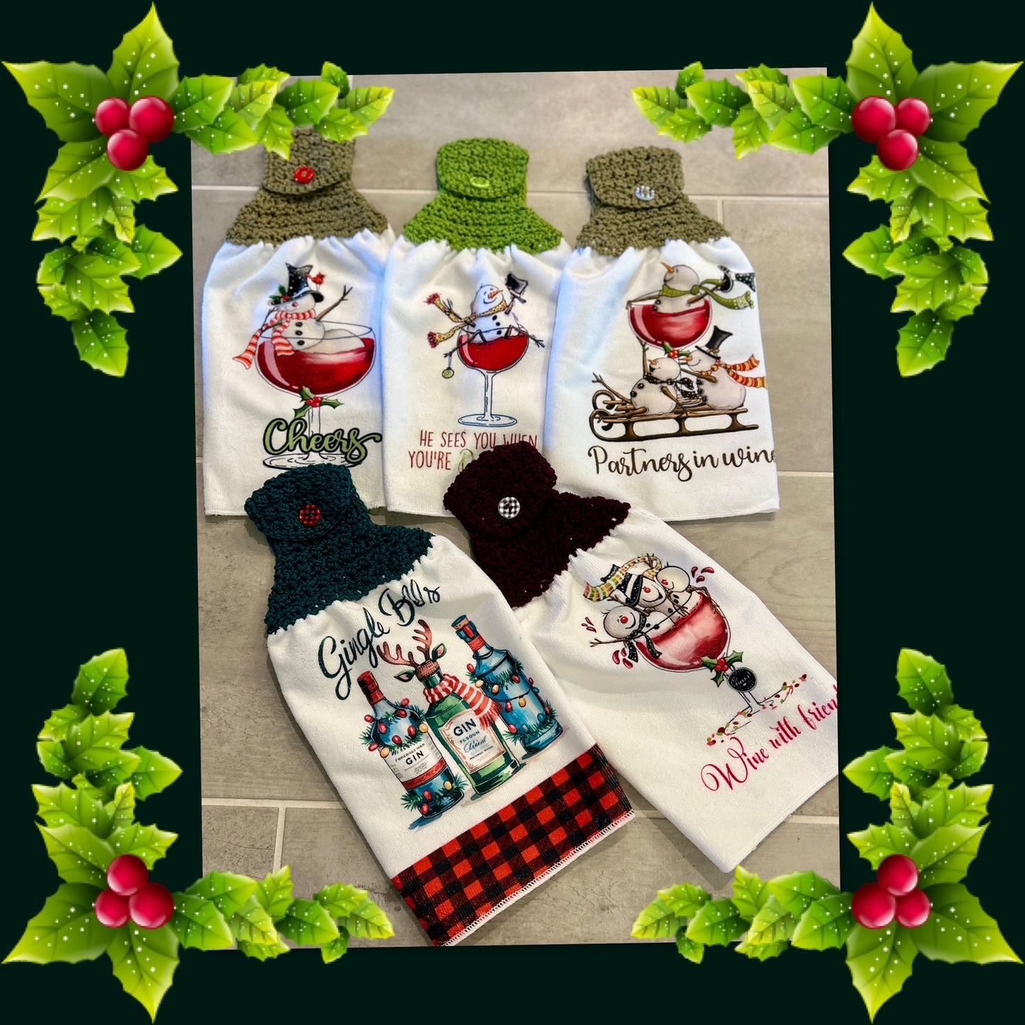 Crochet top kitchen towels | HOLIDAY PARTY CELEBRATION | Snowman | Drinks | Gift
