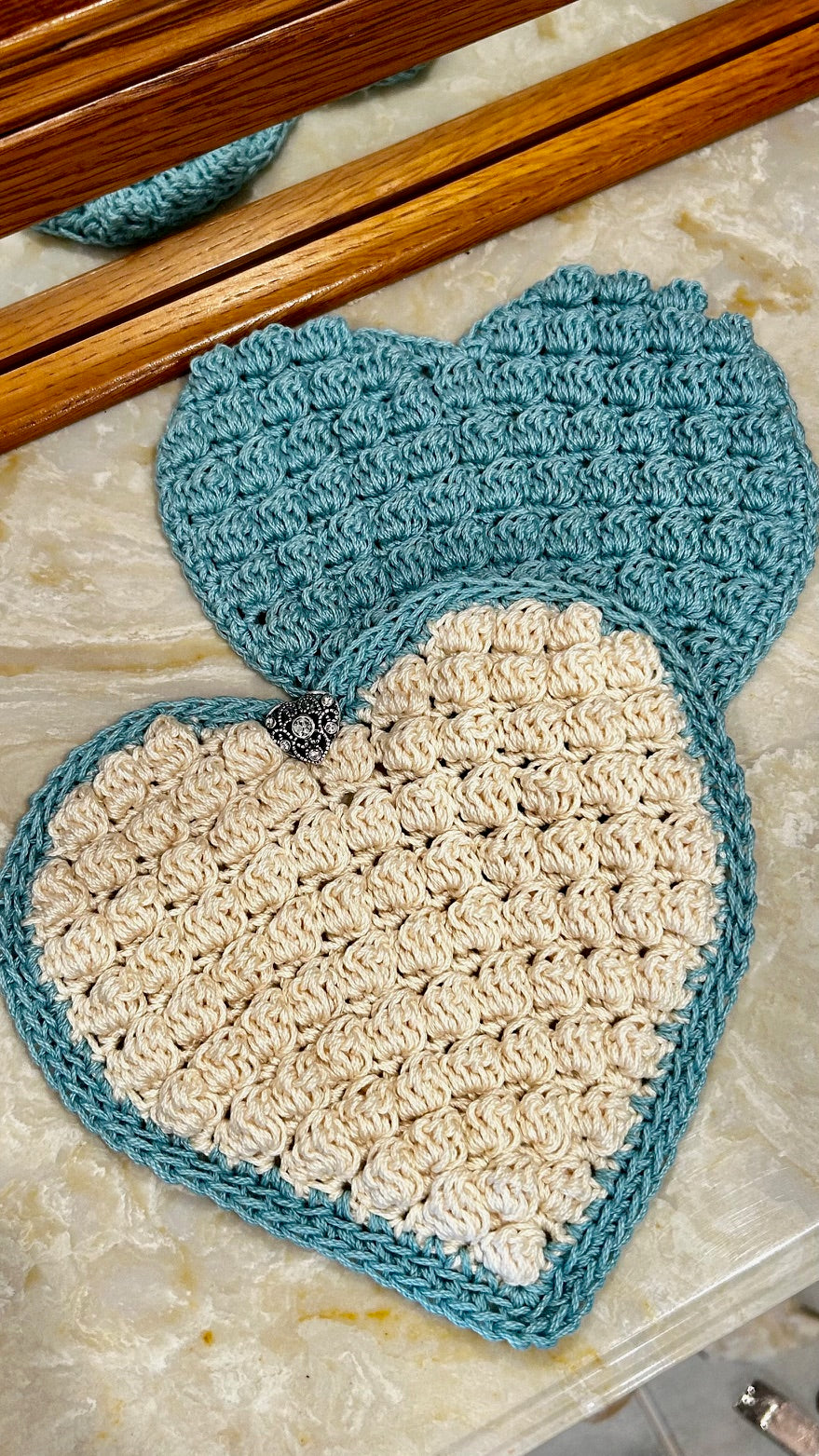 Crochet set of 2 | Hearts | Hot Pads | Countertop | gift |