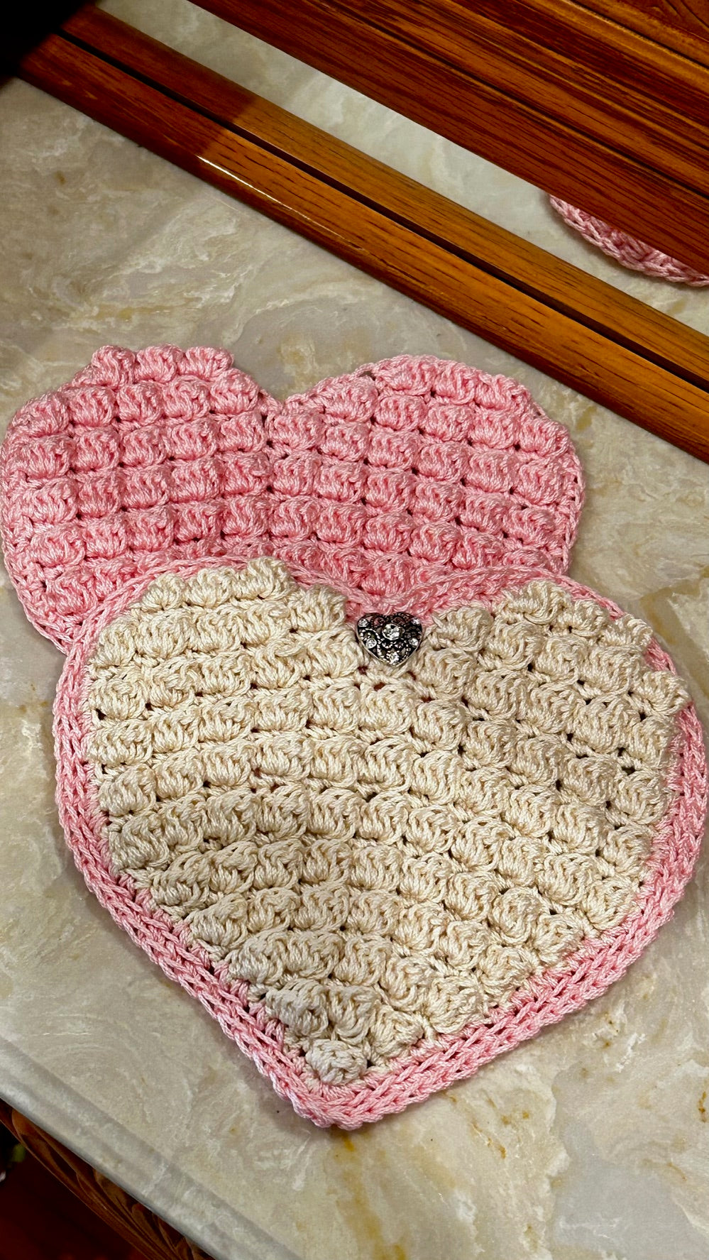 Crochet set of 2 | Hearts | Hot Pads | Countertop | gift |