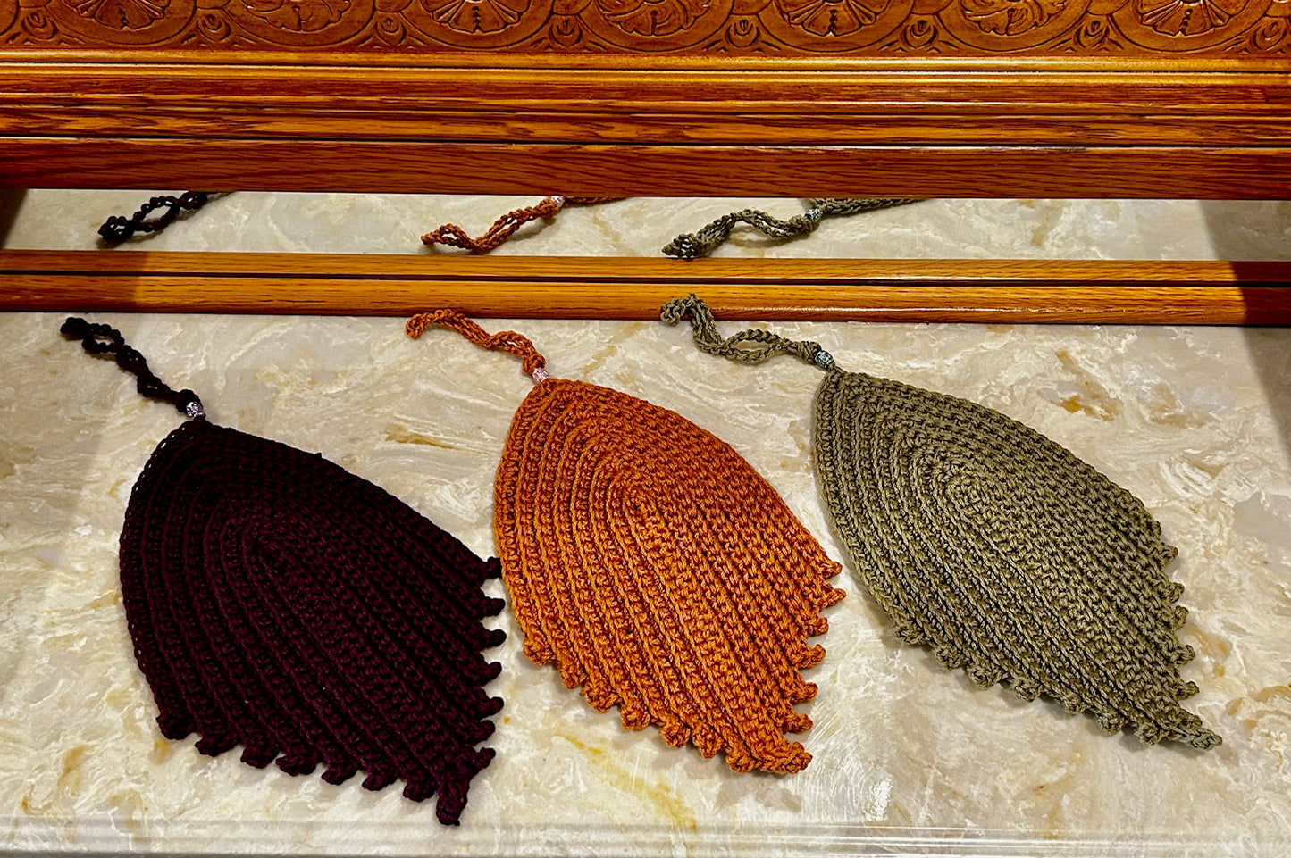 Crochet LEAVES | Elegant Hot Pads | Countertop Table Cover | coffee tea beverage | unique