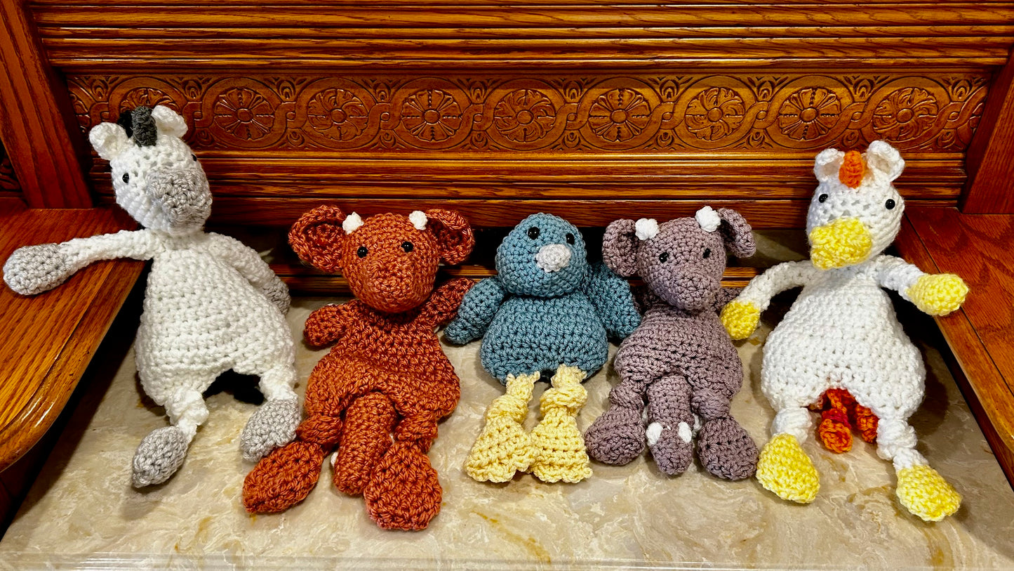 Crochet Animal Lovey| Snuggler| Handmade Amigurumi