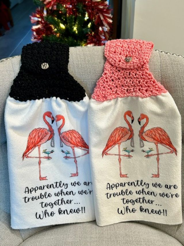 Crochet top | kitchen | bar towel | FLAMINGOS party of 2