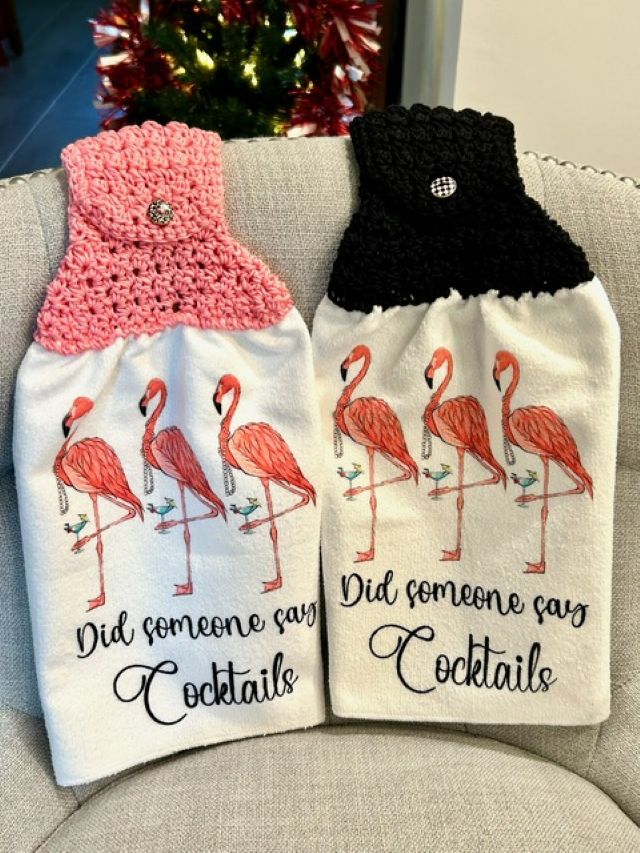Crochet top | kitchen | bar towel  |FLAMINGOS party of 3