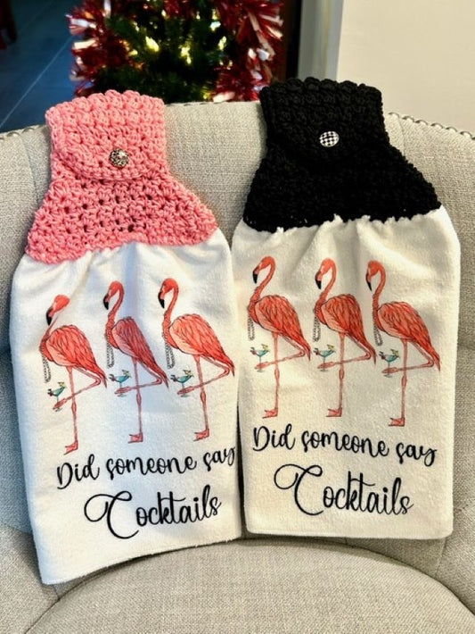 Crochet top | kitchen | bar towel  |FLAMINGOS party of 3