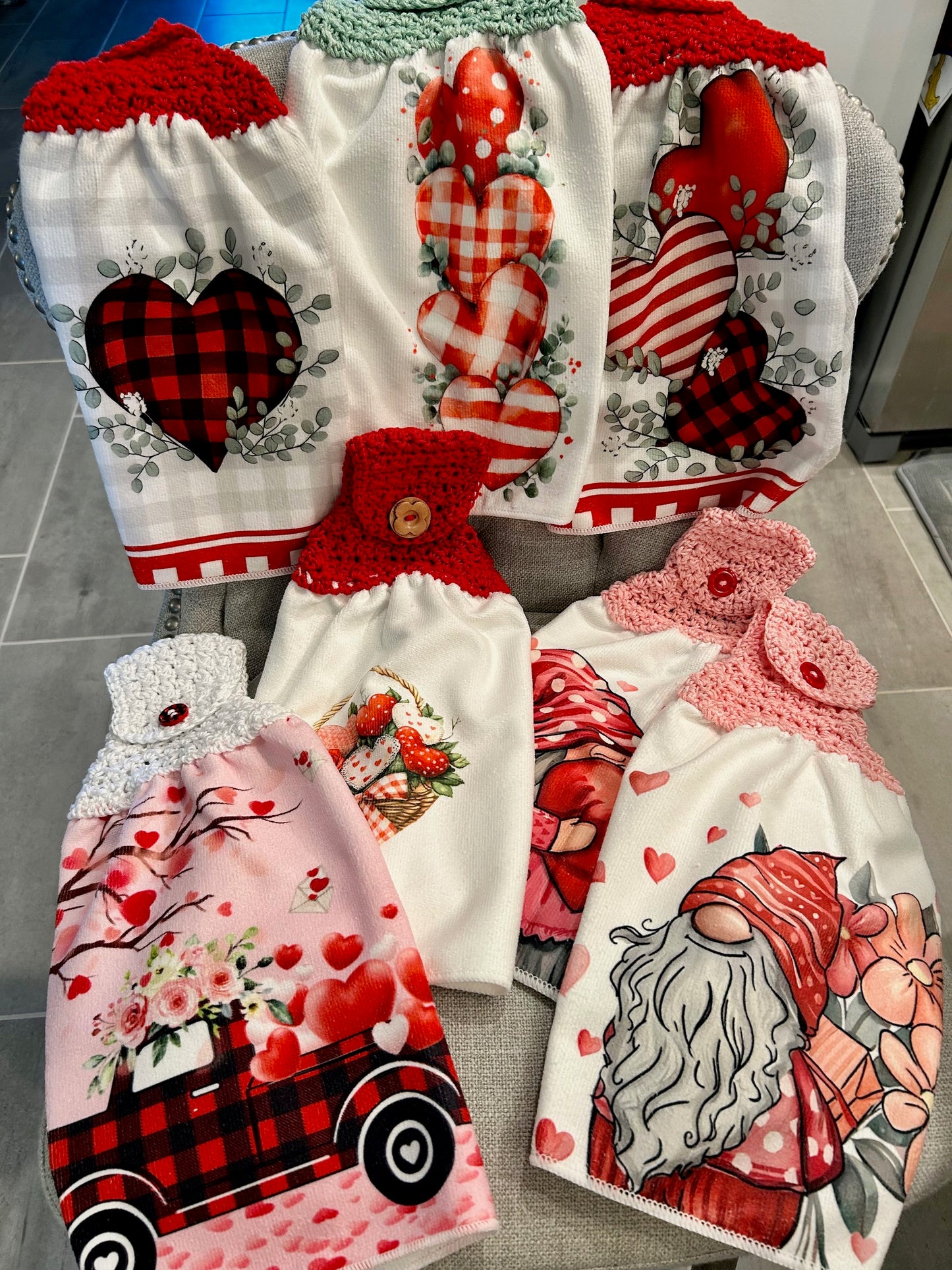 Crochet top kitchen towels | Valentines Day | Gift | Home Decor